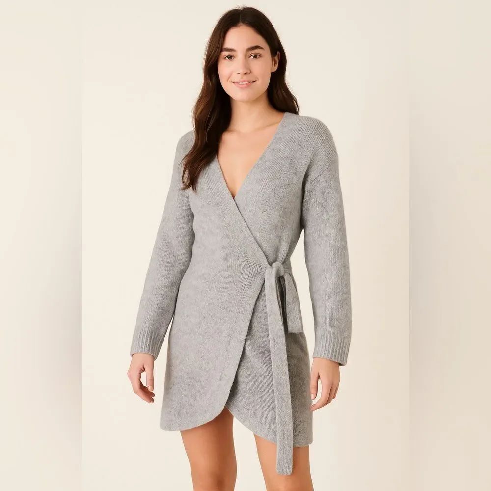 NWT Aerie Heather Gray Knit Wrap Sweater